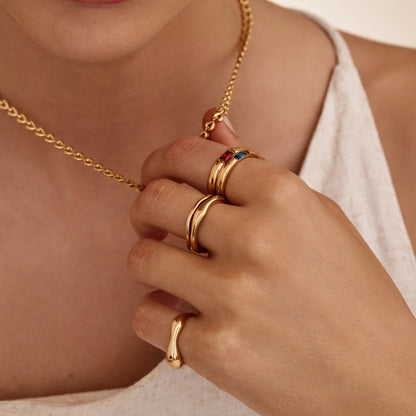 Sculpted Wave Statement Ring | Gold-Plated | Asymmetric Wave Band