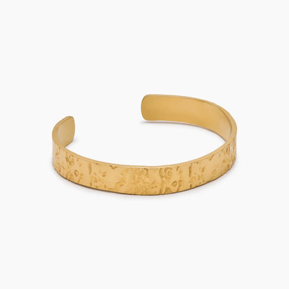Chunky Textured Cuff Bracelet | Gold-Plated | Hammered 9.5mm Cuff