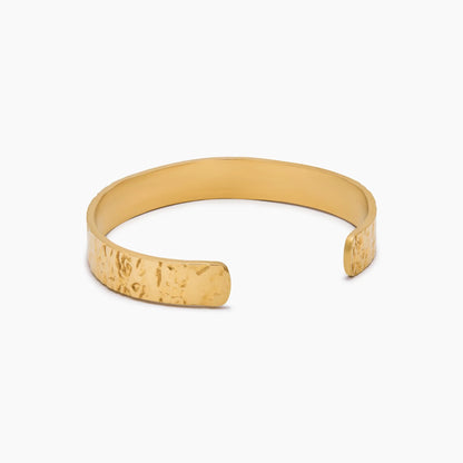 Chunky Textured Cuff Bracelet | Gold-Plated | Hammered 9.5mm Cuff