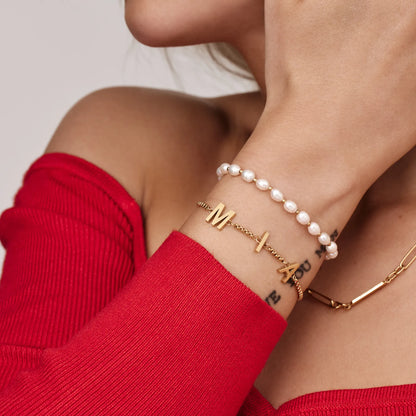 Classic Custom Name Bracelet | Gold-Plated | 7mm Name Letters, Adjustable