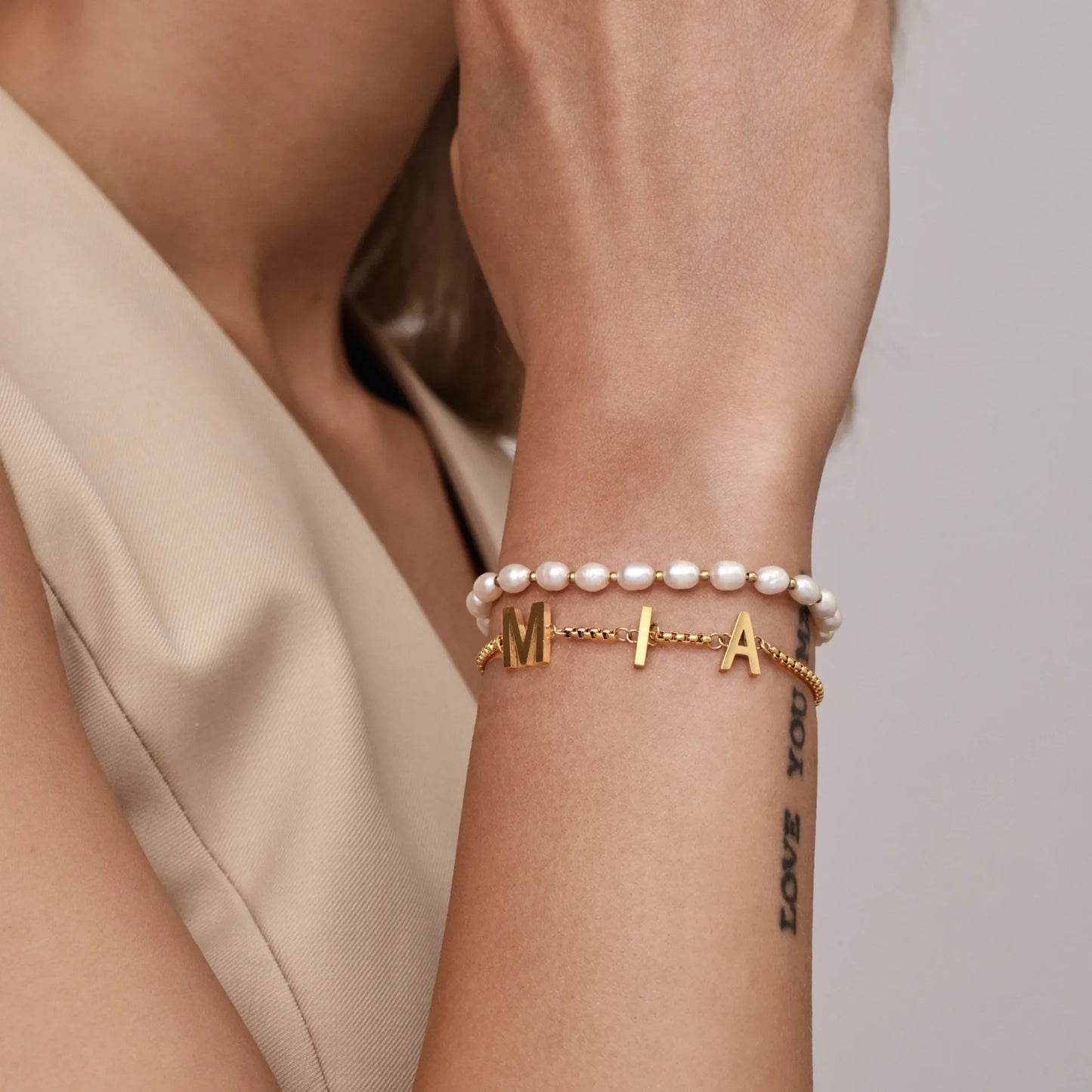 Classic Custom Name Bracelet | Gold-Plated | 7mm Name Letters, Adjustable