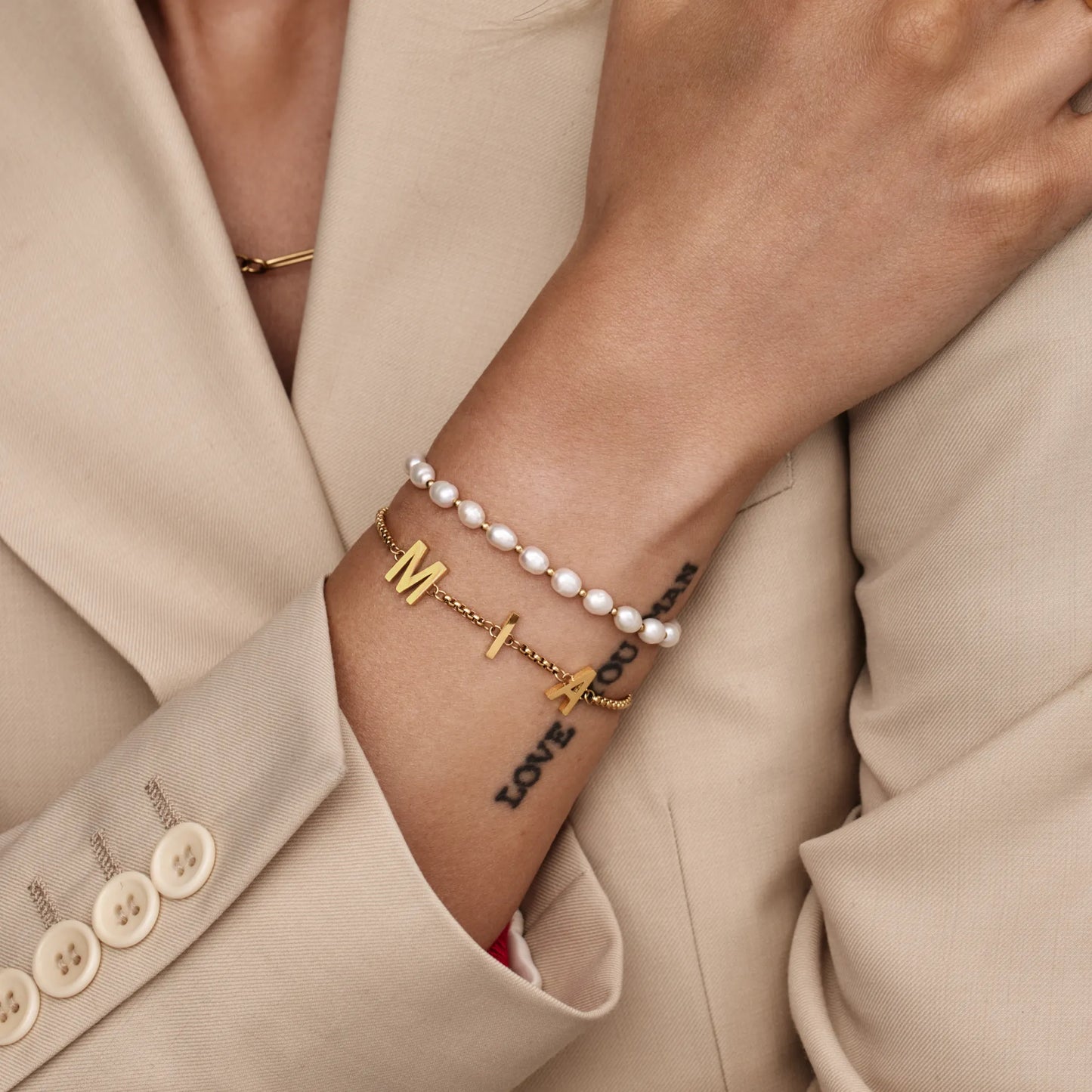 Classic Custom Name Bracelet | Gold-Plated | 7mm Name Letters, Adjustable