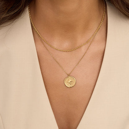 Golden Compass Necklace | Gold-Plated | Compass Pendant