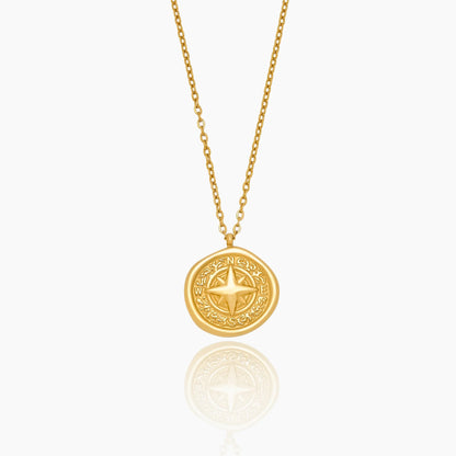 Golden Compass Necklace | Gold-Plated | Compass Pendant