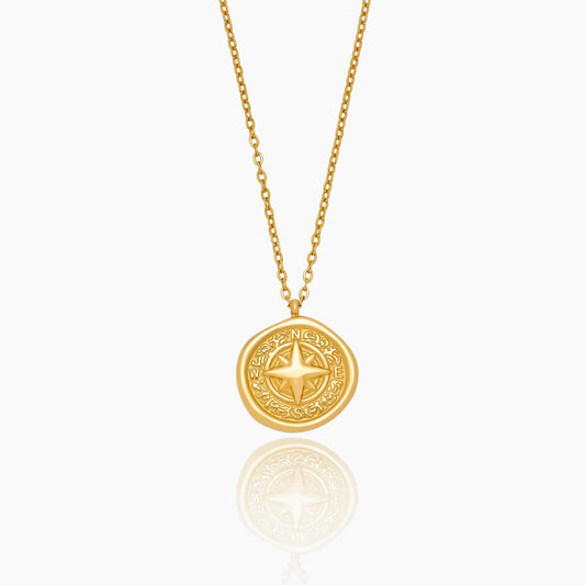 Golden Compass Necklace | Gold-Plated | Compass Pendant