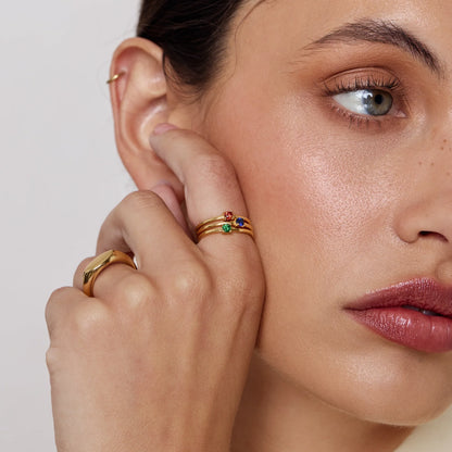Dainty Birthstone Ring | Gold-Plated | 3mm Stone, 1.5mm Band