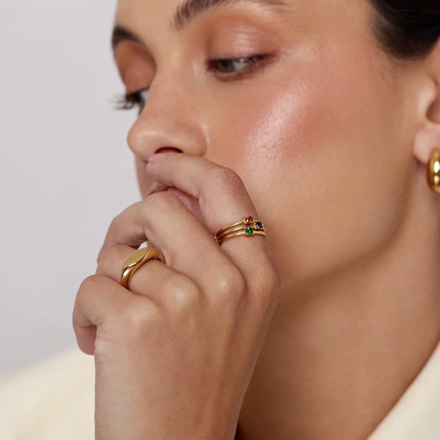 Dainty Birthstone Ring | Gold-Plated | 3mm Stone, 1.5mm Band