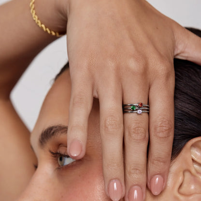 Dainty Birthstone Ring | Gold-Plated | 3mm Stone, 1.5mm Band