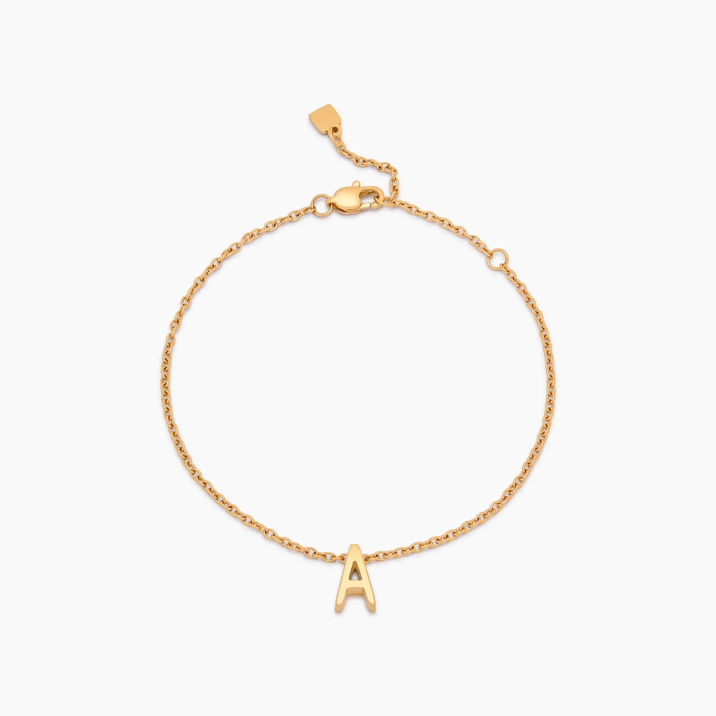 Dainty Initial Charm Bracelet | 18K Gold-Plated | Fine Chain Initial