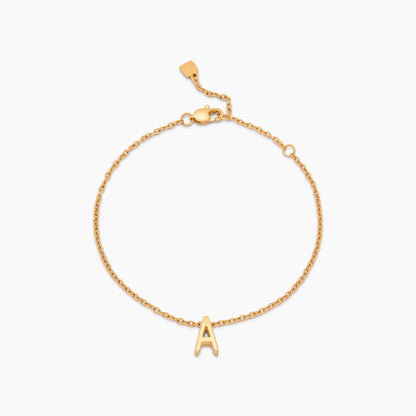 Dainty Initial Charm Bracelet | 18K Gold-Plated | Fine Chain Initial