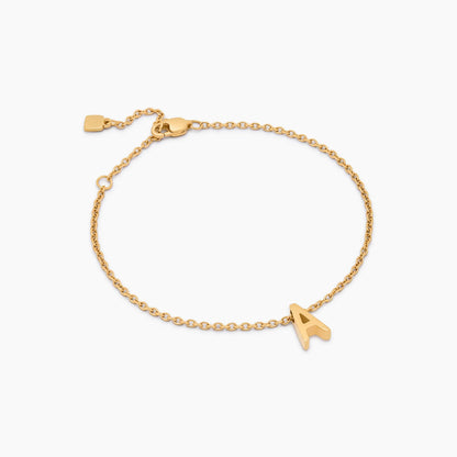 Dainty Initial Charm Bracelet | 18K Gold-Plated | Fine Chain Initial