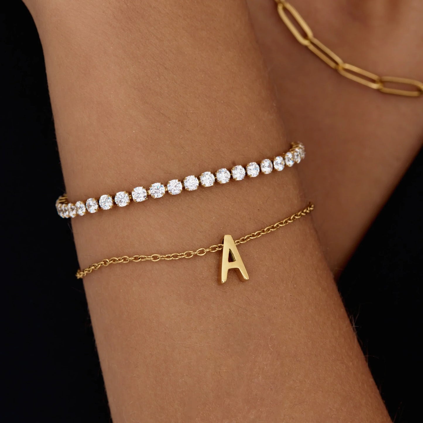 Dainty Initial Charm Bracelet | 18K Gold-Plated | Fine Chain Initial
