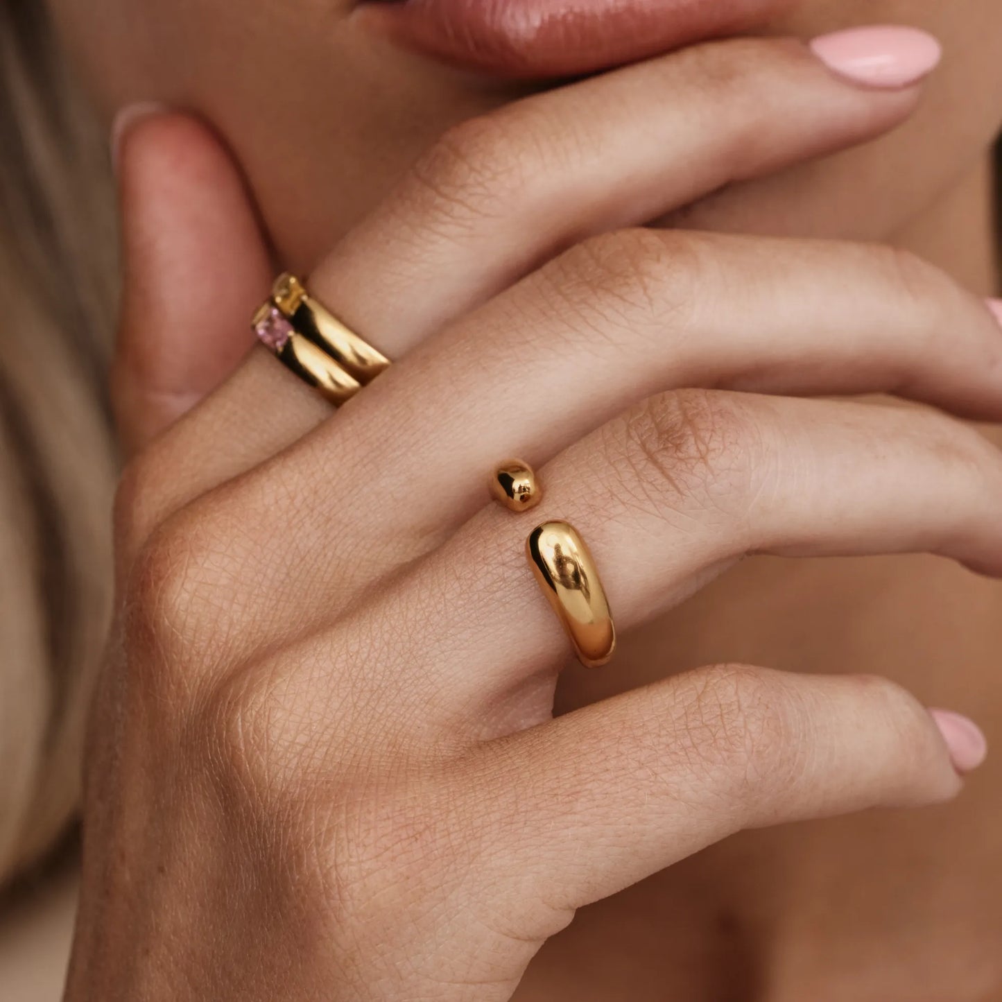 Open Form Ring | Gold-Plated | Open Band Sculptural Ring