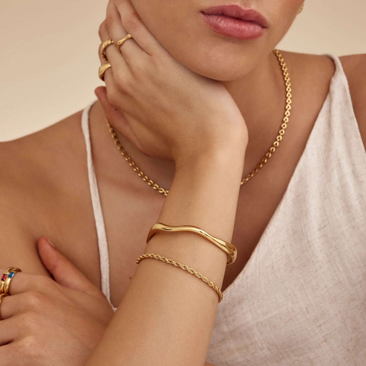 Drift Cuff Bracelet | Gold-Plated | Wave Curve Cuff