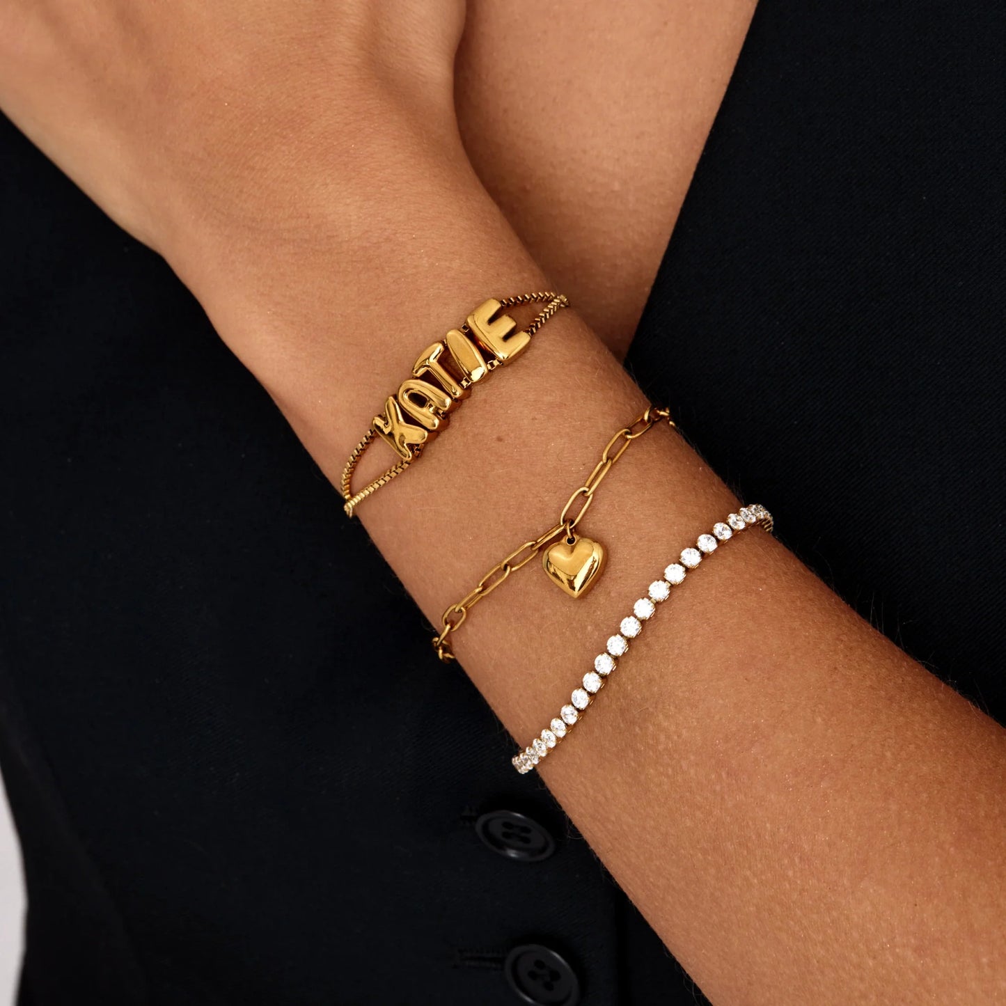 Paperclip Heart Charm Bracelet | 18K Gold-Plated | Polished Heart Charm