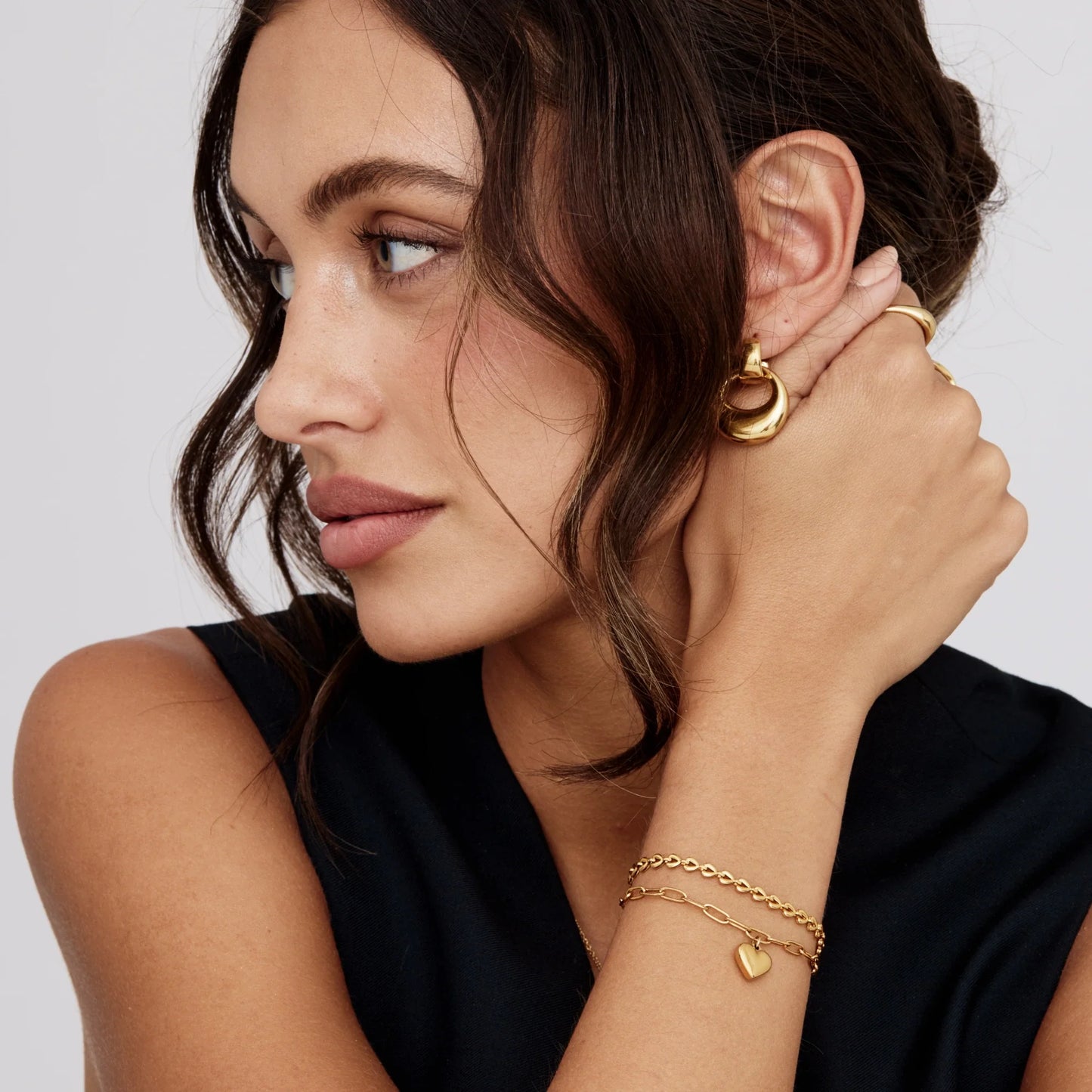 Paperclip Heart Charm Bracelet | 18K Gold-Plated | Polished Heart Charm