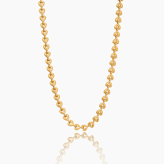 Chain of Hearts Necklace | 18K Gold-Plated | Linked Heart Motif, 16-Inch Chain