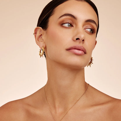 Helia Sunburst Earrings | Gold-Plated | 30mm Sunburst Drop