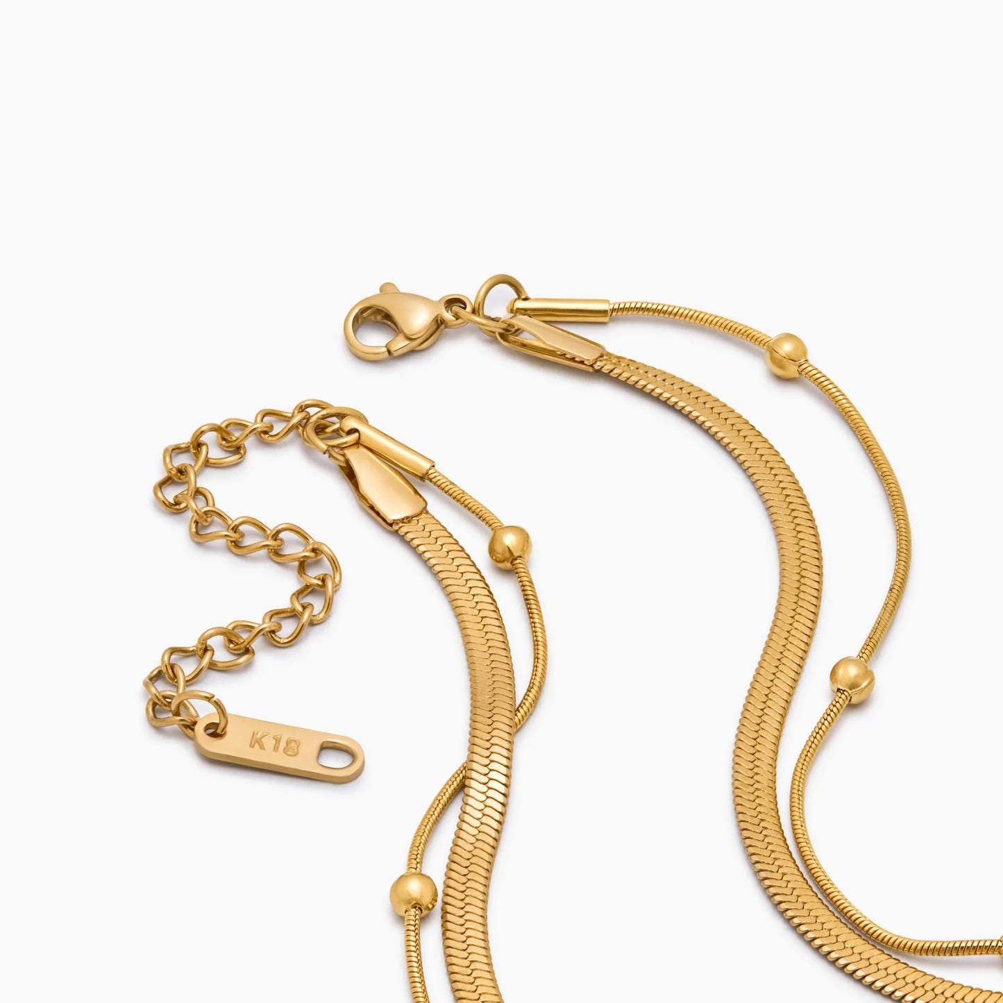 Snake & Satellite Chain Layered Necklace | Gold-Plated | Two-Chain Layer
