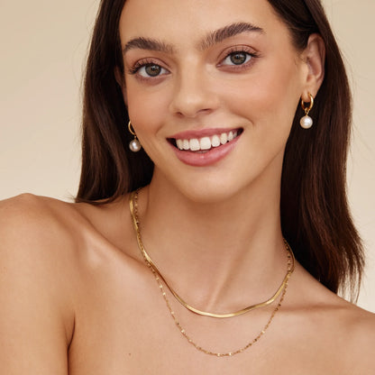 Snake & Sequin Chain Layered Necklace | Gold-Plated | Two-Chain Layer