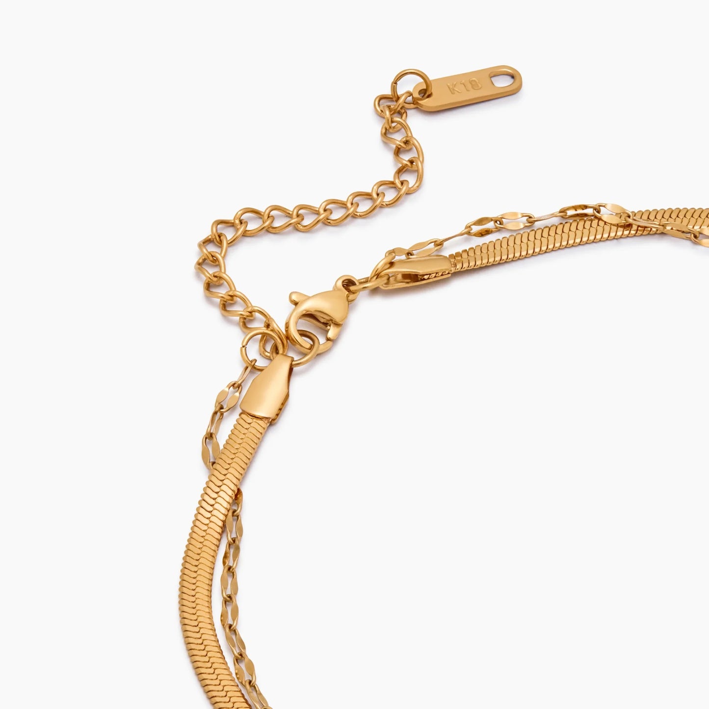Snake & Sequin Chain Layered Necklace | Gold-Plated | Two-Chain Layer