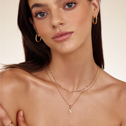 Gold Initial Charm Necklace | 18K Gold-Plated | Dainty Initial Pendant
