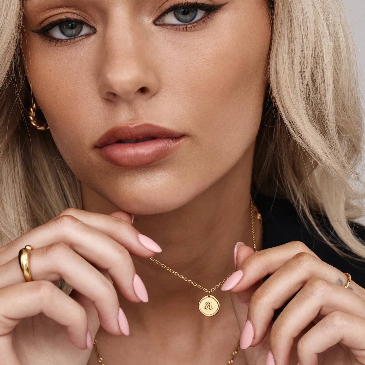 Initial Stamp Necklace | 18K Gold-Plated | Wax Seal Initial Pendant