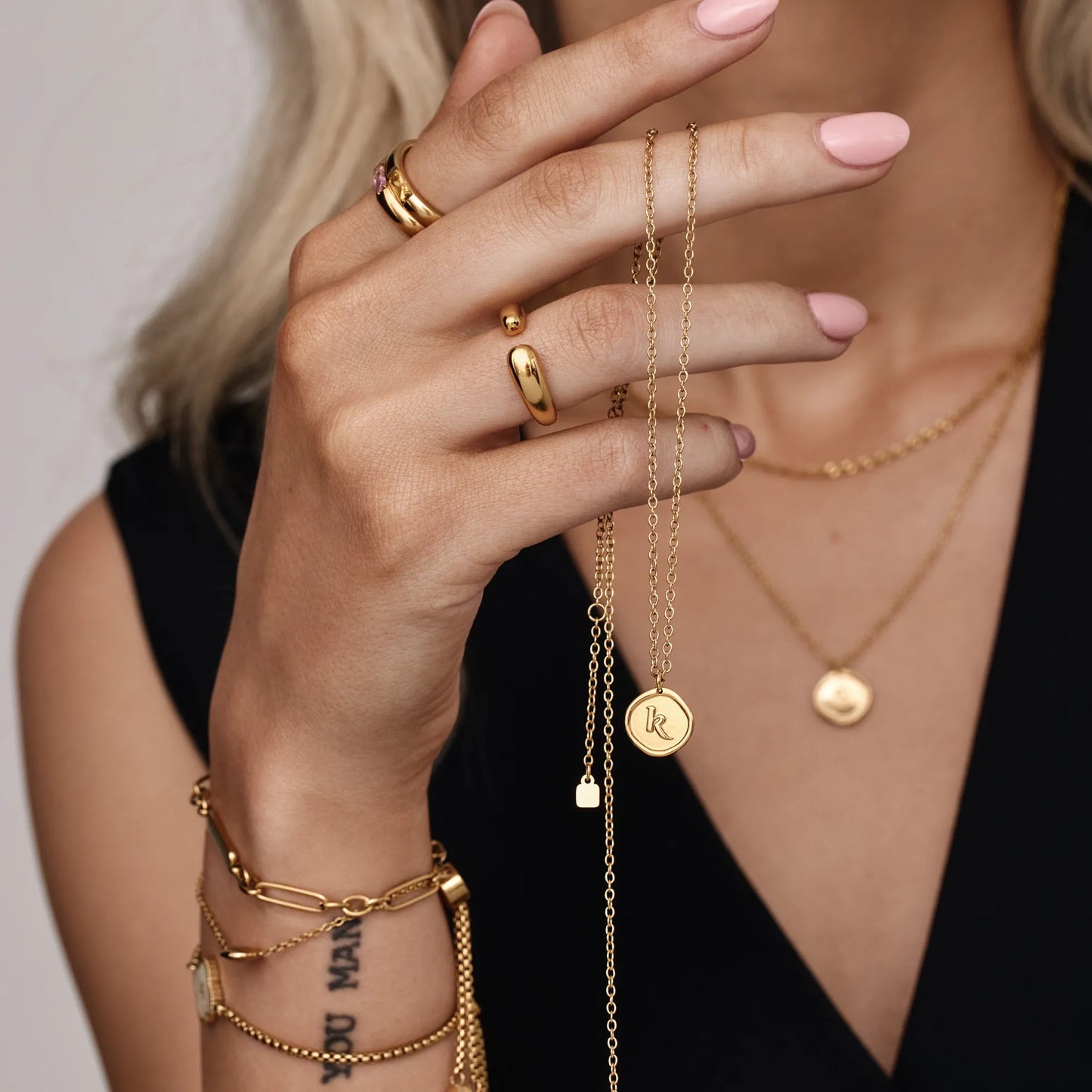 Initial Stamp Necklace | 18K Gold-Plated | Wax Seal Initial Pendant