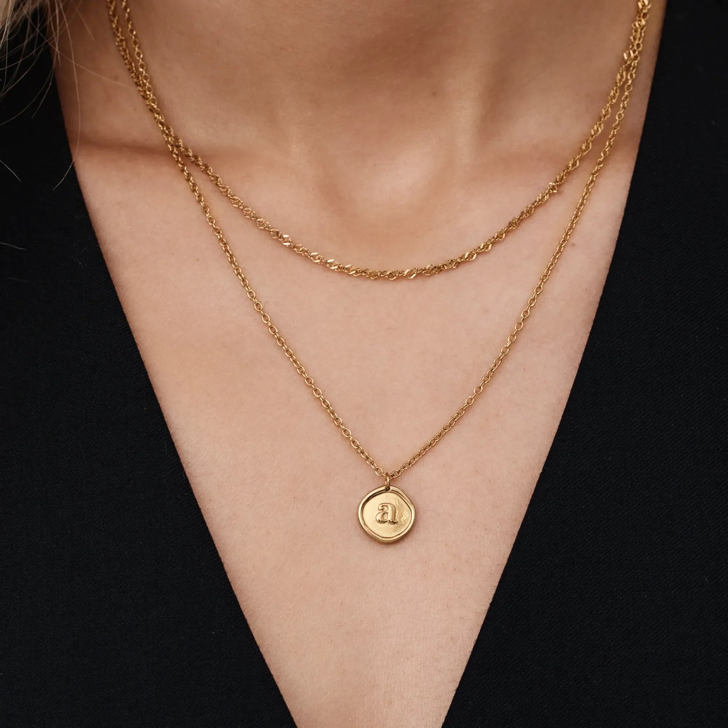 Initial Stamp Necklace | 18K Gold-Plated | Wax Seal Initial Pendant