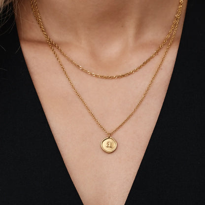Initial Stamp Necklace | 18K Gold-Plated | Wax Seal Initial Pendant