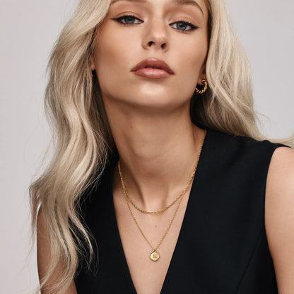 Initial Stamp Necklace | 18K Gold-Plated | Wax Seal Initial Pendant