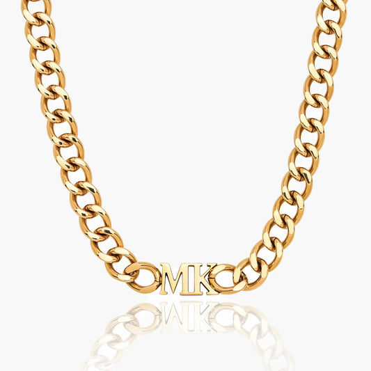 Initial Choker Necklace | 18K Gold-Plated | 7mm Cuban Chain, Up to 2 Initials
