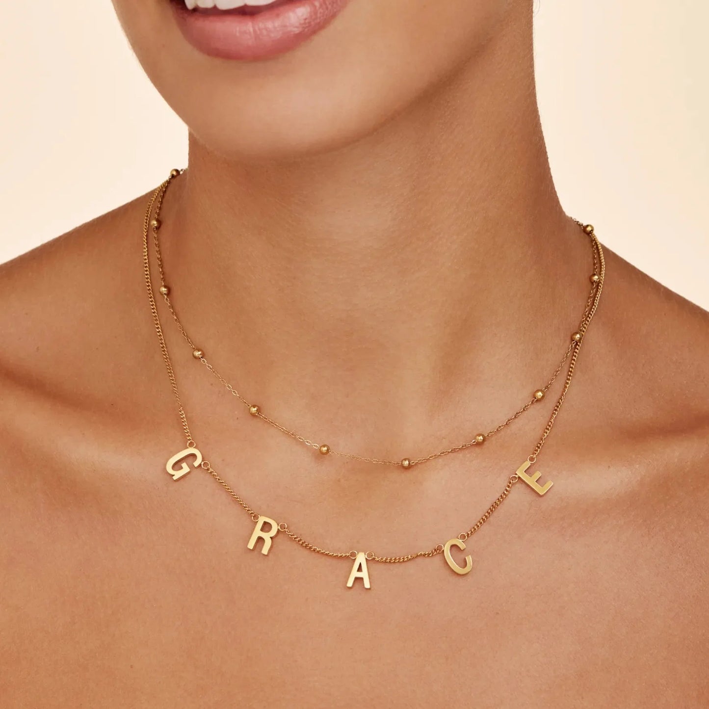 Classic Custom Name Necklace | 18K Gold-Plated | Individual Letter Charms