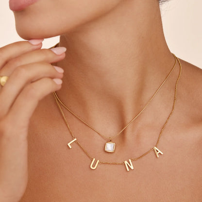 Classic Custom Name Necklace | 18K Gold-Plated | Individual Letter Charms