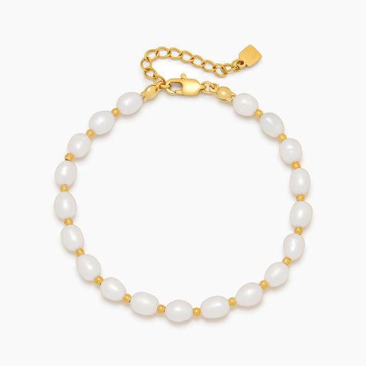 Luna Pearl Bracelet | Gold-Plated | Freshwater Pearls & Gold Beads