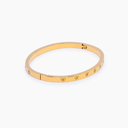 Crystal Heart Bangle | Gold-Plated | Heart-Set Stones, 57mm Bangle