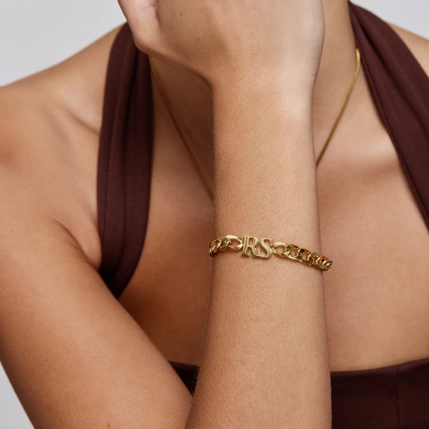 Curb Initial Bracelet | 18K Gold-Plated Stainless Steel | Bold Curb Chain
