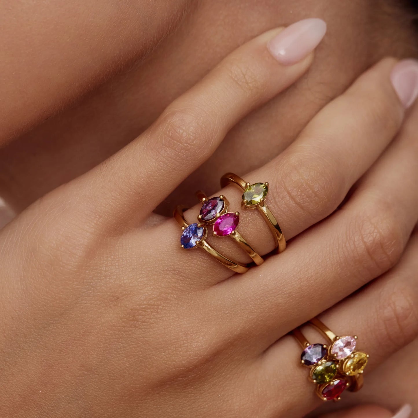 Marquise Family Birthstone Ring | 18K Gold-Plated | 1–3 Marquise Stones