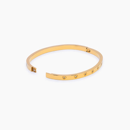 Crystal Heart Bangle | Gold-Plated | Heart-Set Stones, 57mm Bangle