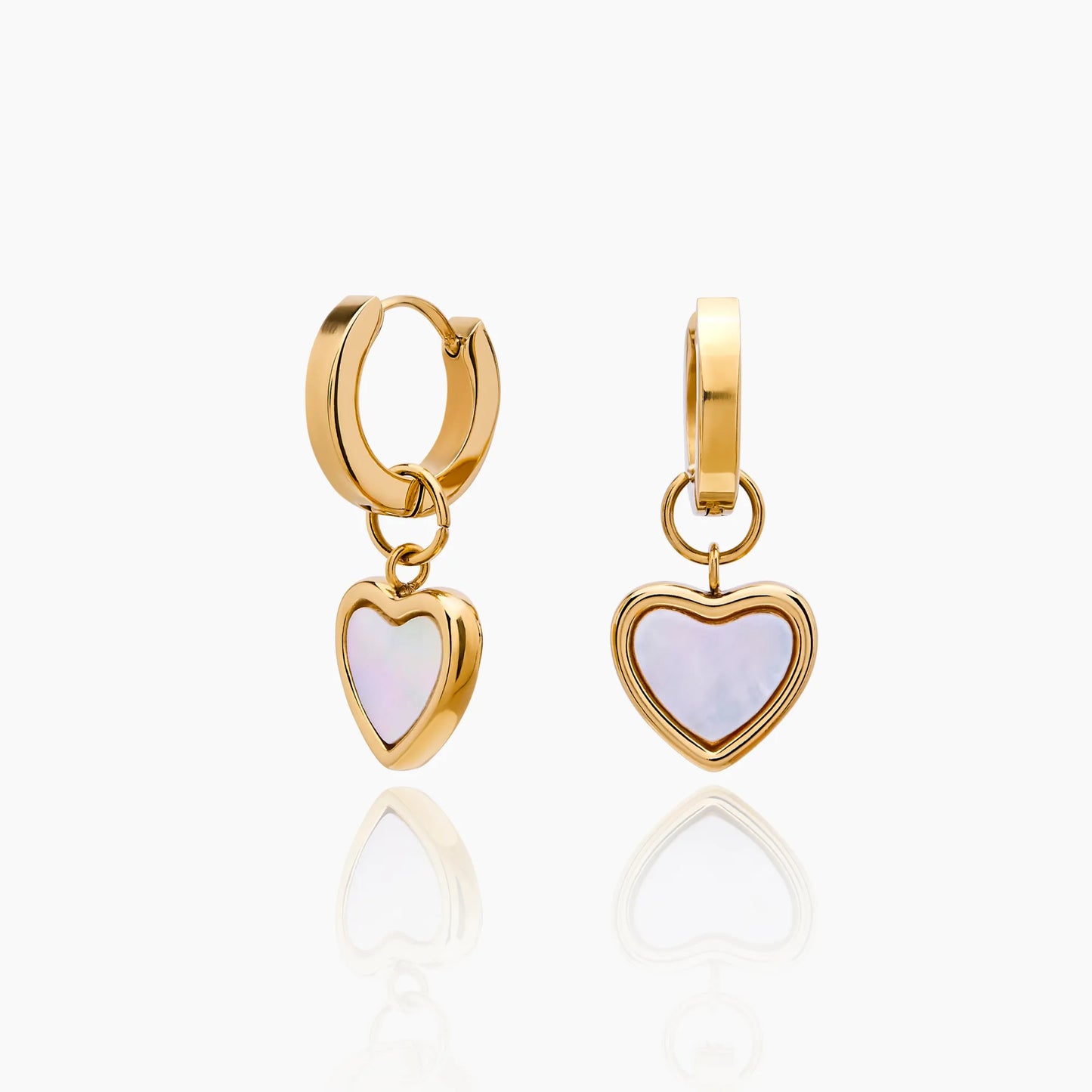 Olivia Heart Huggies | Gold-Plated | White Quartz Heart Pendant