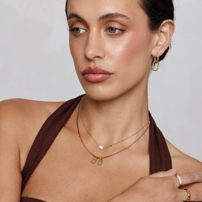 Dainty Freshwater Pearl Necklace | Gold-Plated | Pearl & Bezel Sparkle