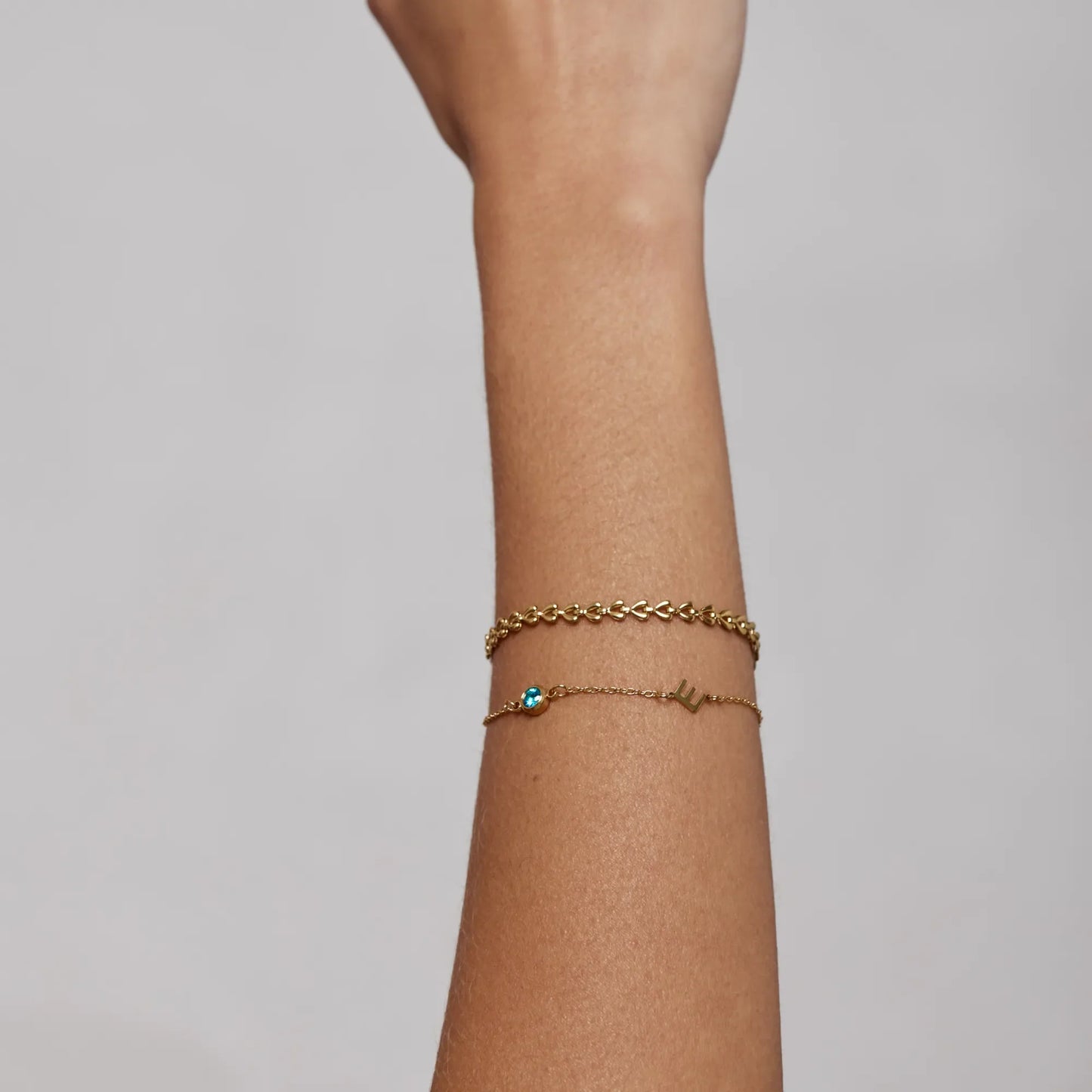 Side-Set Initial Birthstone Bracelet | Gold-Plated | Initial & Birthstone