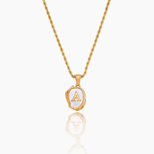 Pearl Initial Pendant Necklace | 18K Gold-Plated | MOP Backdrop Initial