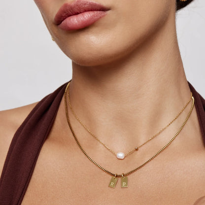Dainty Freshwater Pearl Necklace | Gold-Plated | Pearl & Bezel Sparkle