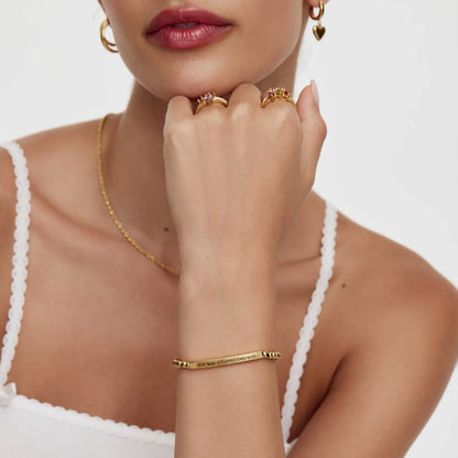 Don't Let The Hard Days Win Beaded Bracelet | 18K Gold-Plated | Engraved Message