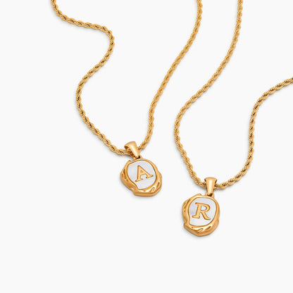 Pearl Initial Pendant Necklace | 18K Gold-Plated | MOP Backdrop Initial