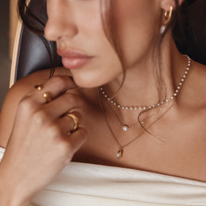 Luna Pearl Drop Necklace | Gold-Plated | Freshwater Pearl in Gold Cradle