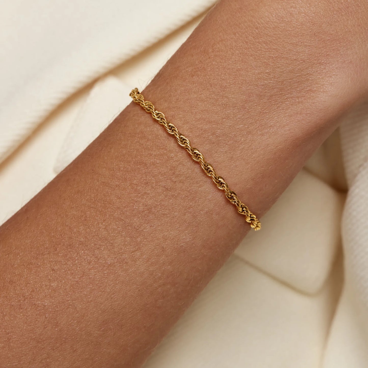 Rope Adjustable Bracelet | Gold-Plated | Slider Chain, Up to 9"