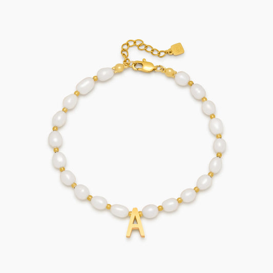 Pearl Initial Charm Bracelet | Freshwater Pearls & 18K Gold | Personalized Style