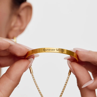 Signature Bar Slider Bracelet | 18K Gold-Plated | 5mm Name Bar, Adjustable